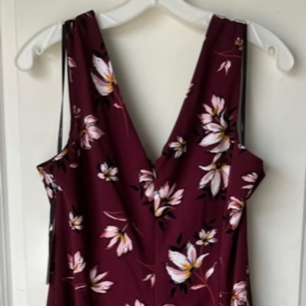 Kensie Wine Dress with Flowers